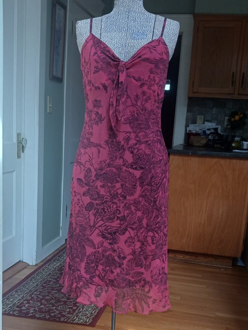 Betsey Johnson Red & Black Floral Slip Dress
